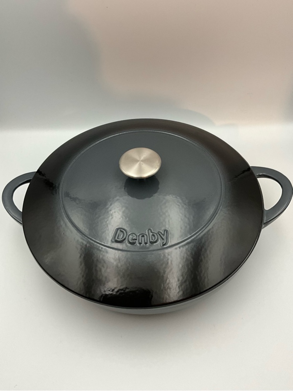 Danby 4qt Cast Iron Covered Shallow Casserole in Charcoal Gray Stainless Knob